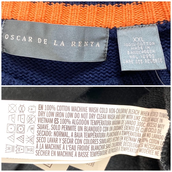 Oscar De La Renta Striped Crew-Neck Sweater In Blue New with Tags - Picture 5 of 7